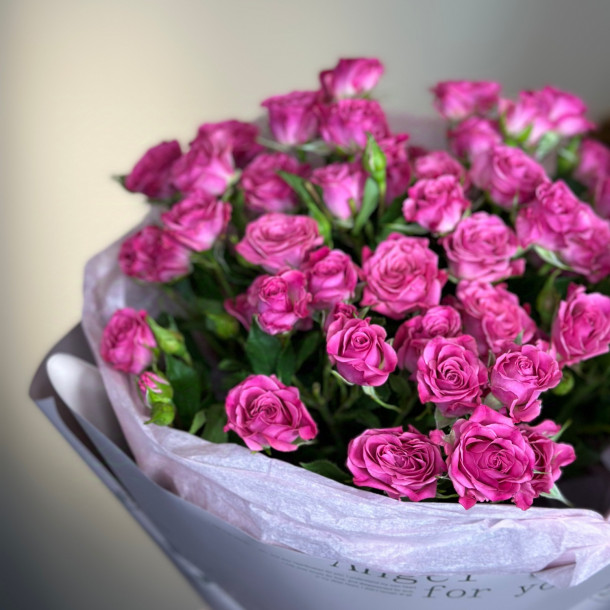 Розовая кустовая роза