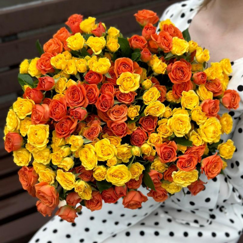 Жёлтая кустовая роза